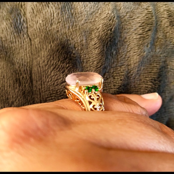 Rose Quartz Chrome Diopside Ring - Picture 3 of 6
